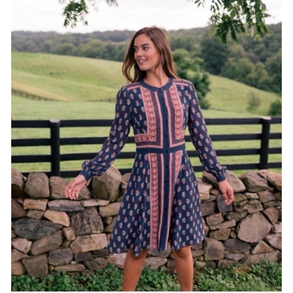 Gal Meets Glam Woodblock Print Midi Dress Size 8
